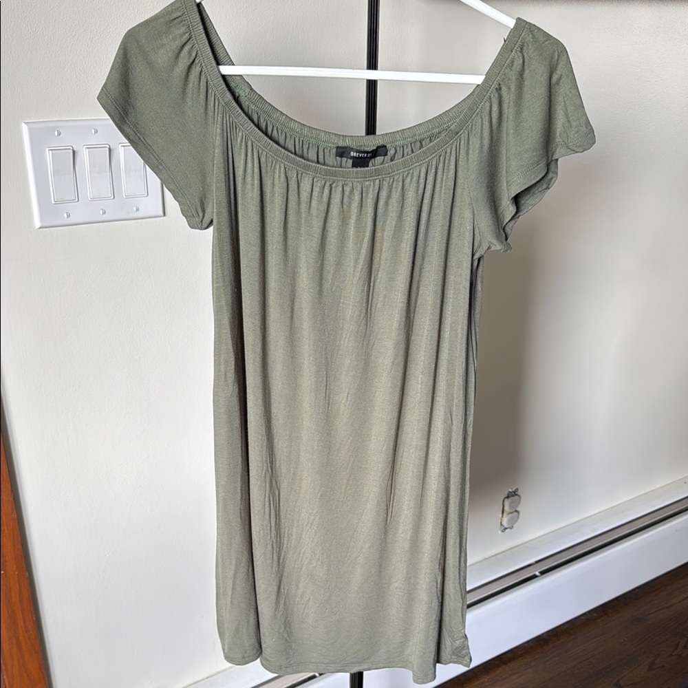 Olive Green Off-Shoulder Dress